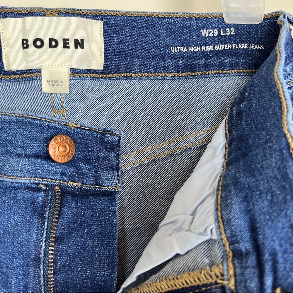BODEN Ultra High Rise Super Flare Blue Jeans Size 29 Length 32 Inseam - Picture 7 of 9